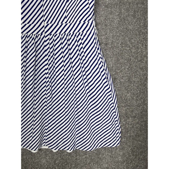 LOFT Sleeveless Lined Striped Crossover V-Neck Dress Womens Size‎ 8 Blue White - Picture 13 of 16